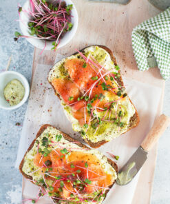 Avocado toast with salmon - breakfast delivery