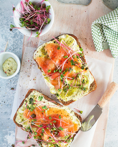 Avocado toast with salmon - breakfast delivery